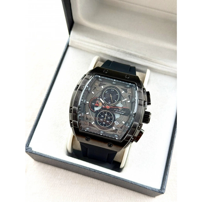 Ferro Siyah Silikon Kordon Erkek Kol Saati FM11351D-G Fonksiyonları Aktif 3ATM Su Geçirmez