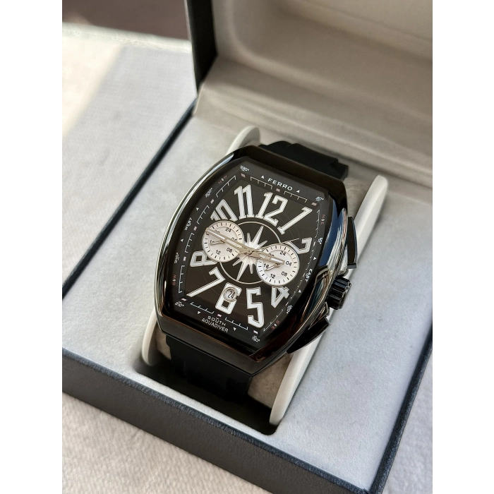 Ferro Siyah Silikon Kordon Erkek Kol Saati FM11444D-G Fonksiyonları Aktif 3ATM Su Geçirmez