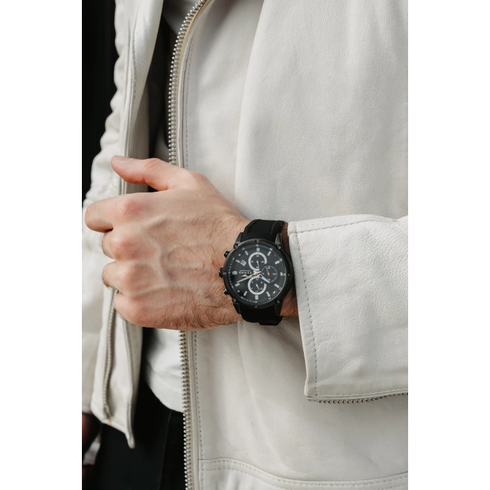 Ferro Siyah Silikon Kordon Erkek Kol Saati FM31363D-G Tüm Fonksiyonlar Aktif 3 ATM Su Geçirmez