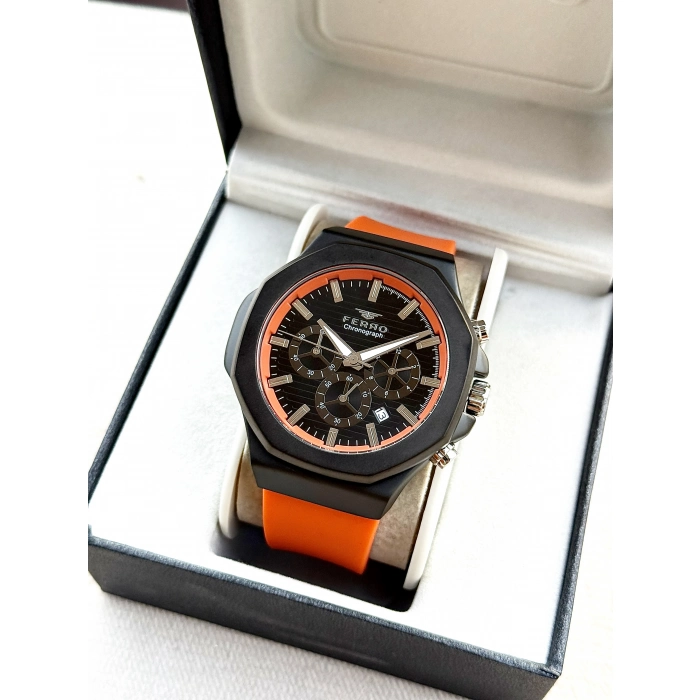 Ferro Turunucu Silikon Kordon Erkek Kol Saati FM31348D-ZL Fonksiyonları Aktif 3 ATM Su Geçirmez