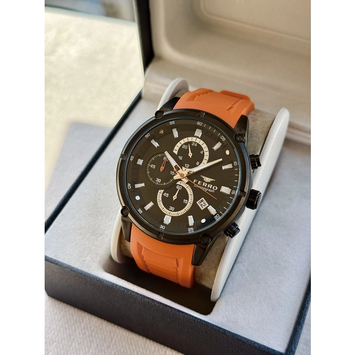 Ferro Turunucu Silikon Kordon Erkek Kol Saati FM31363D-ZL Tüm Fonksiyonlar Aktif 3 ATM Su Geçirmez