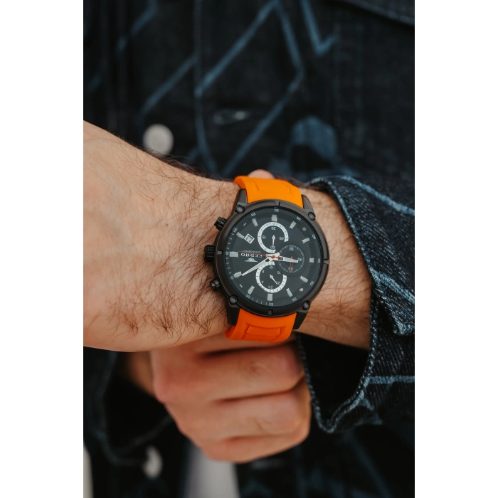 Ferro Turunucu Silikon Kordon Erkek Kol Saati FM31363D-ZL Tüm Fonksiyonlar Aktif 3 ATM Su Geçirmez