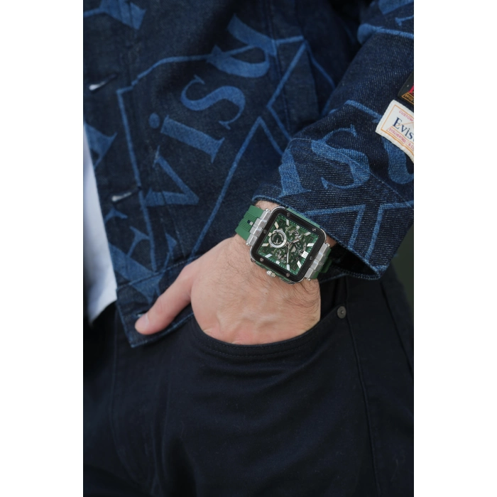 Ferro Yeşil Silikon Kordon Erkek Kol Saati FM11572DWT-J6 Fonksiyonları Aktif 3 ATM Su Geçirmez