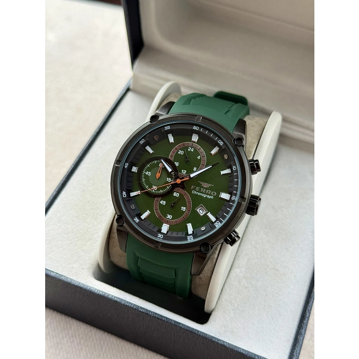 Ferro Yeşil Silikon Kordon Erkek Kol Saati FM31363D-ZJ10 Tüm Fonksiyonlar Aktif 3 ATM Su Geçirmez