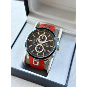 Ferro Kırmızı Silikon Kordon Erkek Kol Saati FM31380D-J2 Tüm Fonksiyonlar Aktif 3 ATM Su Geçirmez