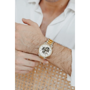 Ferro Sarı Çelik Kordon Erkek Kol Saati F31399A-D 3ATM Su Geçirmez 2 Yıl Garantili HediyePaketli