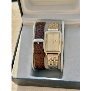 Ferro Sarı Çelik ve Bordo Deri Kordon Hediyeli Kadın Kol Saati FL21626AWT-B4