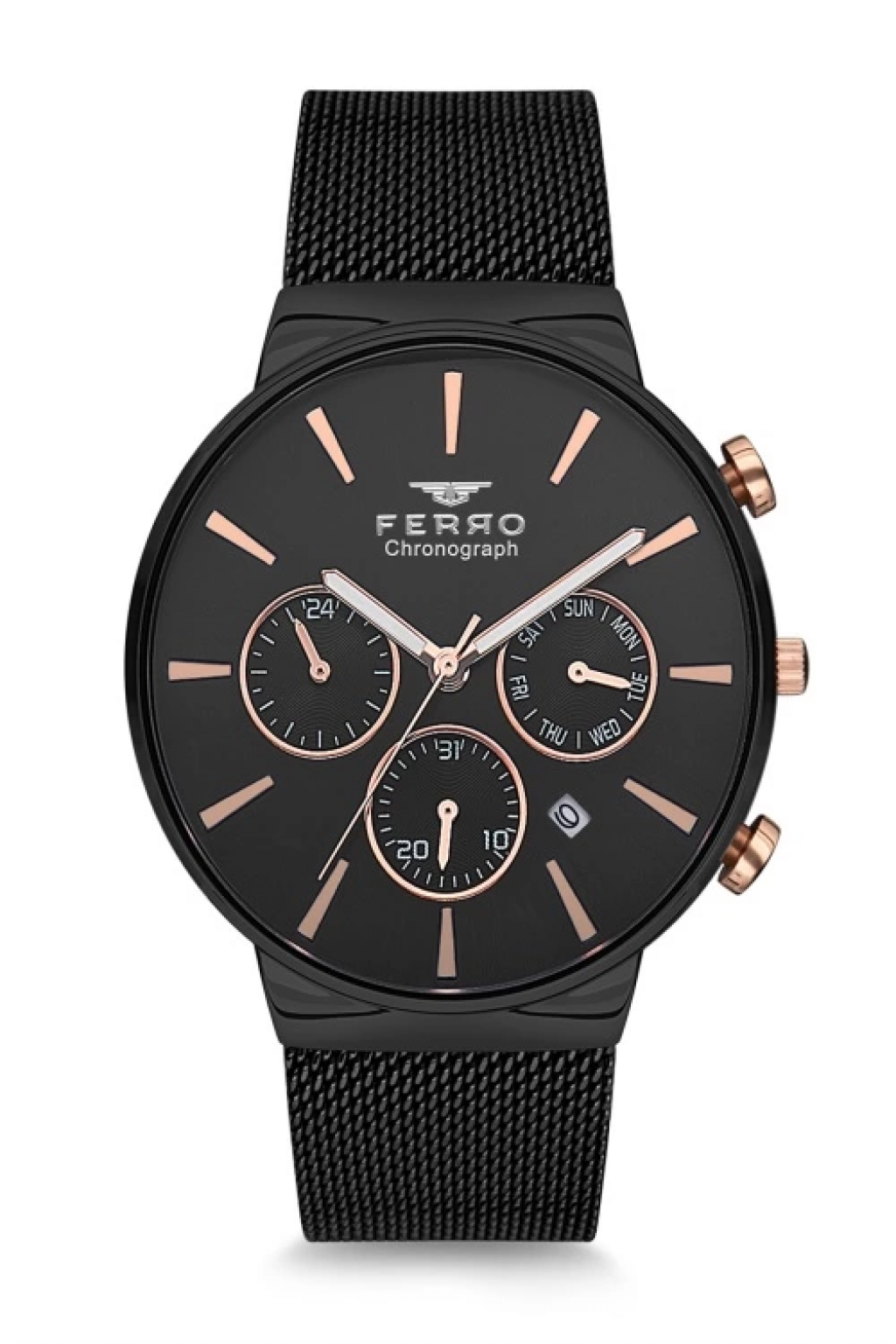 Ferro Black Mesh Strap Men's Wristwatch FM1697C-G