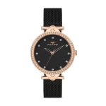 Ferro Black Wicker Cord Womens Wristwatch F2665C-R