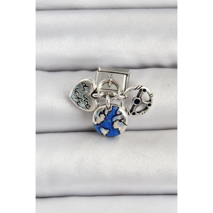 316L Çelik Gümüş Renk Travel Model Nomination Charm