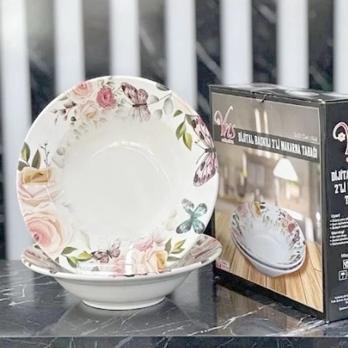 Dijital Baskılı 2li Makarna Tabağı 26cm