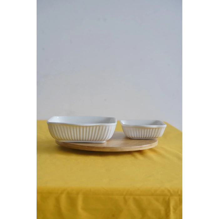 Ecr Seramik 2li Kare Fırın Kabı 21Cm
