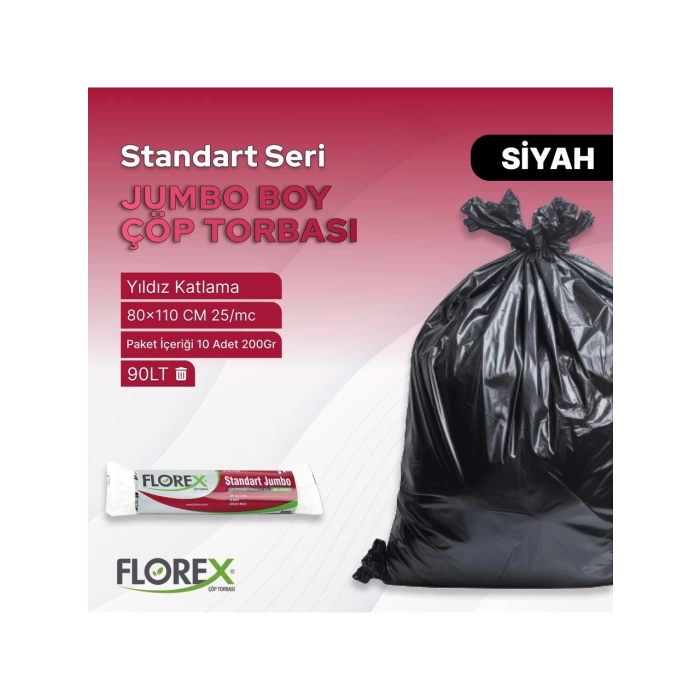 Florex Standart Jumbo Çöp Poşeti 80x110 cm 10lu