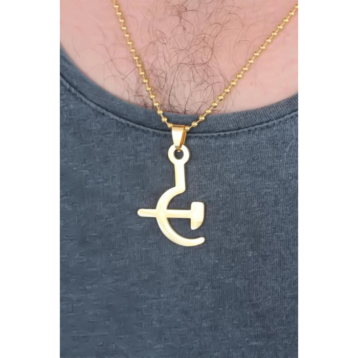 Gold Renk Metal Orak ve Balta Figürlü Erkek Kolye
