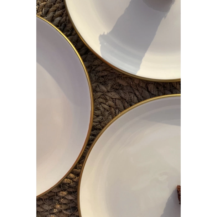Gönül 6lı Servis Tabağı Beyaz Gold 26cm G2806