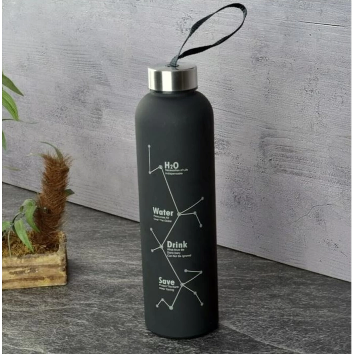 H2O Buzlu Cam Siyah Matara 600l