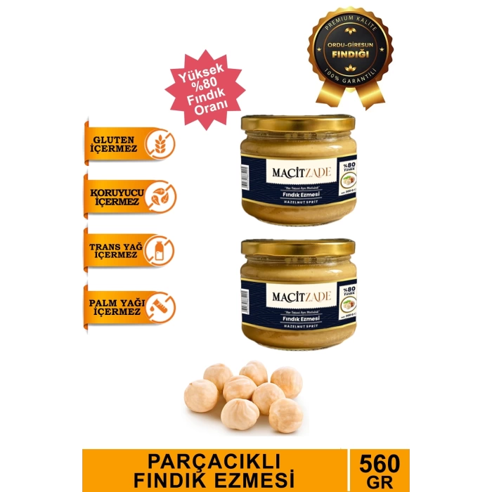 Macitzade 280 gr Fındık Ezmesi 2li (%80 FINDIK)