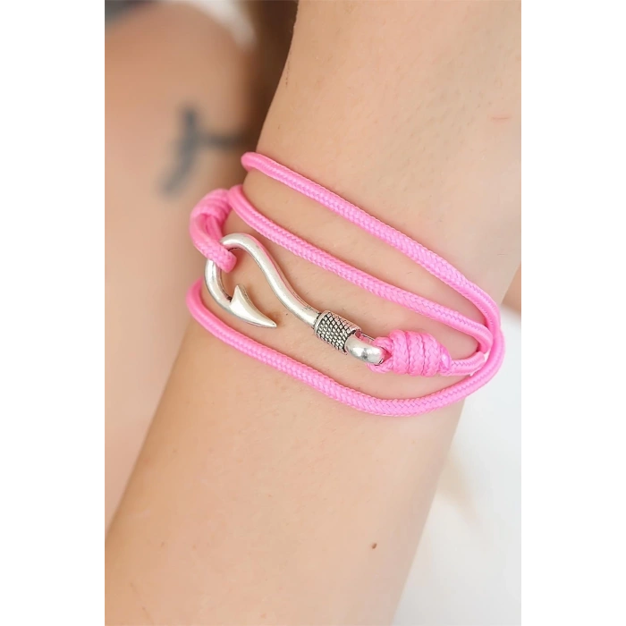 Pembe Renk Gümüş Metal Kancalı Bayan Çoklu Bileklik