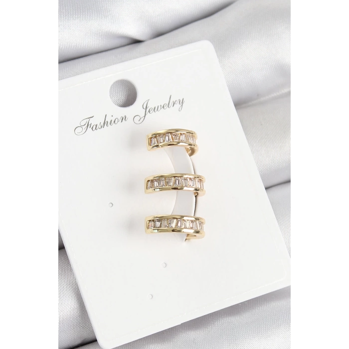 Pirinç Su Yolu Model Gold Renk Sağ Kıkırdak Küpe