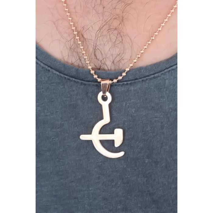 Rose Renk Metal Orak ve Balta Figürlü Erkek Kolye