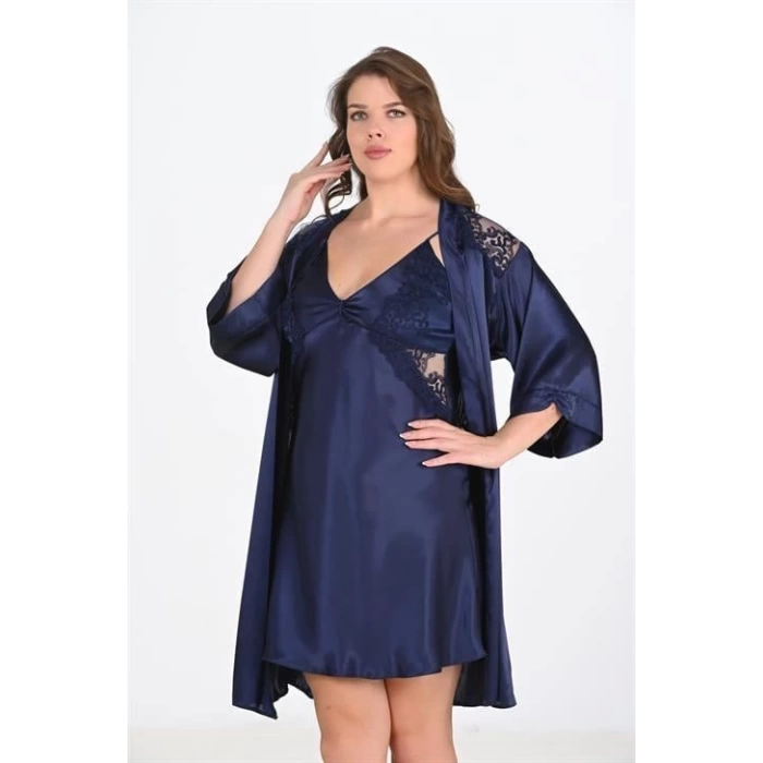 Sana Ne Lazımdı 2li Lacivert Sabahlık Takımı Bigsize 6208