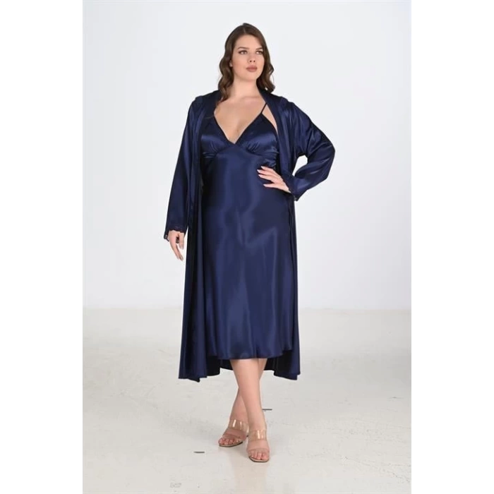 Sana Ne Lazımdı 2li Lacivert Sabahlık Takımı Bigsize 6225