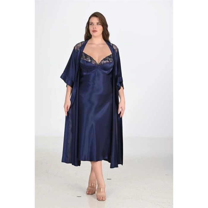 Sana Ne Lazımdı 2li Lacivert Sabahlık Takımı Bigsize 6228