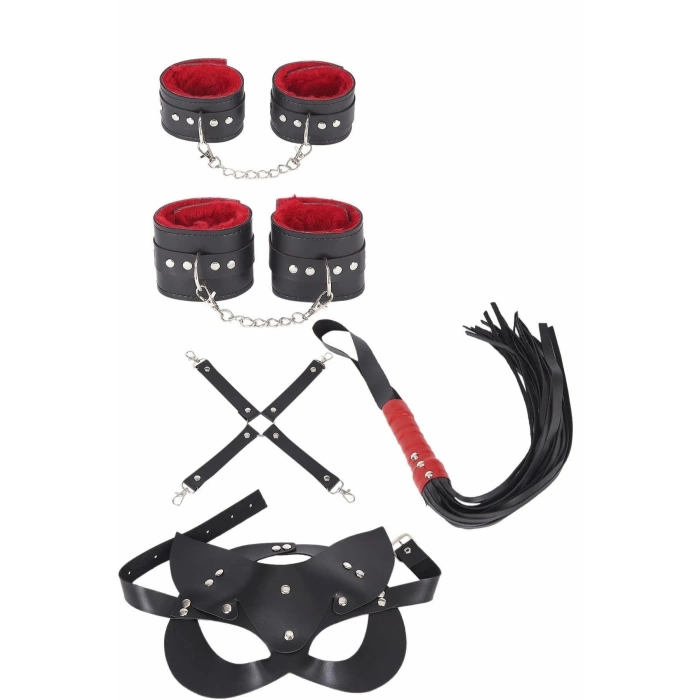 Sana Ne Lazımdı 4lü Kol Bacak Kırbaç Maske Deri Aksesuar Set