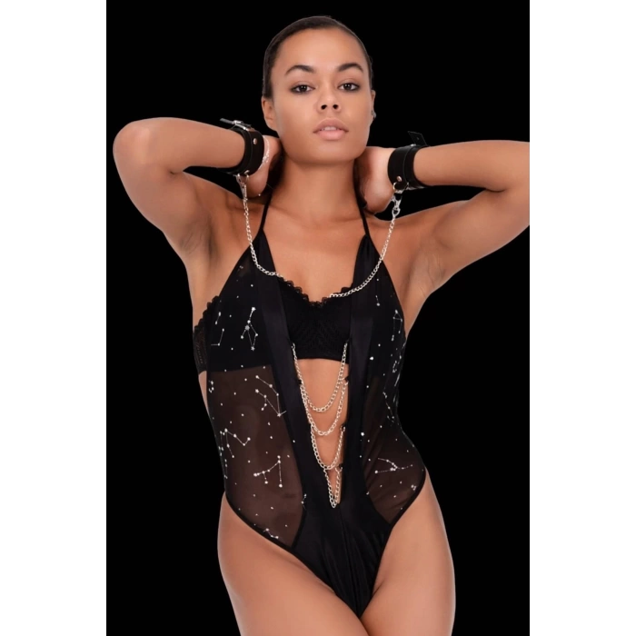 Sana Ne Lazımdı Baskılı Tül Ve Önü Zincirli Şık Babydoll
