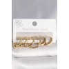 316L Çelik Gold Renk Altıgen Halka Model Kadın Küpe Seti
