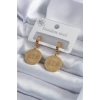 316L Çelik Gold Renk İşleme Detay Kadın Küpe