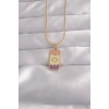 316L Çelik Gold Renk Karışık Mineli Ay Figür Tarot Kolye