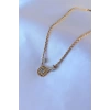 316L Çelik Gold Renk Lotus Model Zirkon Taşlı Burgu Zincir Kadın Kolye