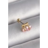 316L Çelik Gold Renk Pembe Zirkon Taşlı Kalp Tragus Piercing