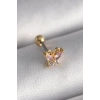 316L Çelik Gold Renk Pembe Zirkon Taşlı Kelebek Tragus Piercing