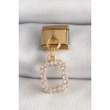 316L Çelik Gold Renk Sallantı Kare Zirkon Taşlı Nomination Charm