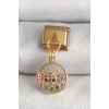 316L Çelik Gold Renk Sallantı Renkli Zirkon Taşlı Göz Model Nomination Charm
