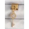 316L Çelik Gold Renk Sallantı Zirkon Taşlı Anahtar Model Nomination Charm