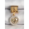316L Çelik Gold Renk Sallantı Zirkon Taşlı Kalp Model Nomination Charm