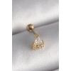 316L Çelik Gold Renk Üçgen Zirkon Taşlı Tragus Piercing