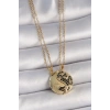 316L Çelik Gold Renk Zincir Zirkon Taşlı Ying Yang Model Gün Batımı İşlemeli Arkadaşlık Kadın Kolye
