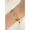 316L Çelik Gold Renk Zirkon Taşlı Kalp Model Bileklik