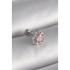 316L Çelik Gümüş Renk Zirkon Taşlı Kalp Tragus Piercing