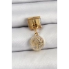 316L Çelik Sallantılı Zirkon Taşlı Hayat Ağacı Model Gold Renk Nomination Charm