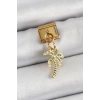 316L Çelik Sallantılı Zirkon Taşlı Palmiye Ağacı Model Gold Renk Nomination Charm