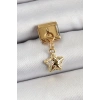 316L Çelik Sallantılı Zirkon Taşlı Yıldız Model Gold Renk Nomination Charm