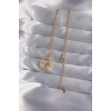 316L Çelik Zincir Gold Renk Zirkon Taşlı Yıldız Figürlü Oval Kolye
