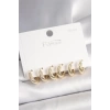 925 Ayar Gümüş Çivi Pirinç Gold Renk İşlemeli Halka Model Kadın Küpe Seti