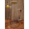 Borosilikat Damlatmaz Bambu Kapaklı Cam Yağlık 900ml