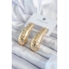 Gold Renk İşleme Detay Pirinç Kadın Küpe